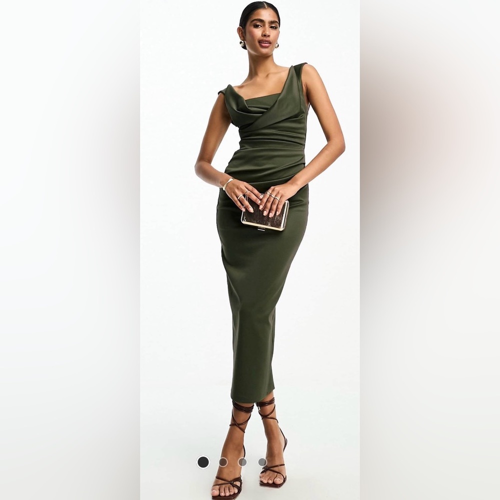 ASOS Olive Green Draped Midi Dress